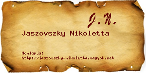 Jaszovszky Nikoletta névjegykártya