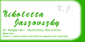 nikoletta jaszovszky business card